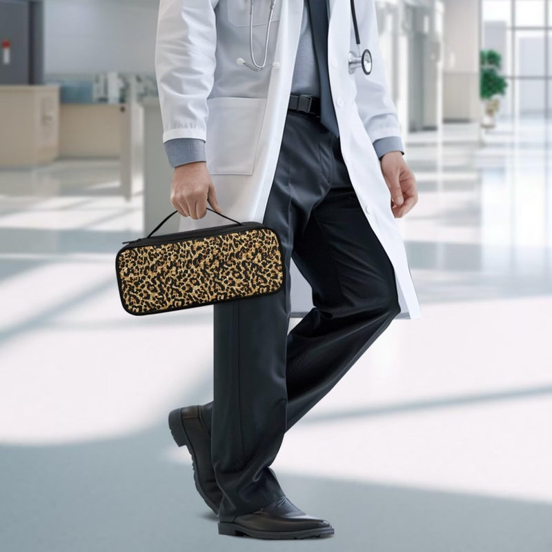 [Australia - AusPower] - Leopard Stethoscope Case Lightweight Protective Stethoscope Casewith Handle Shockproof Hard Organizer Storage Bag for Nursing Accessories Leopard 