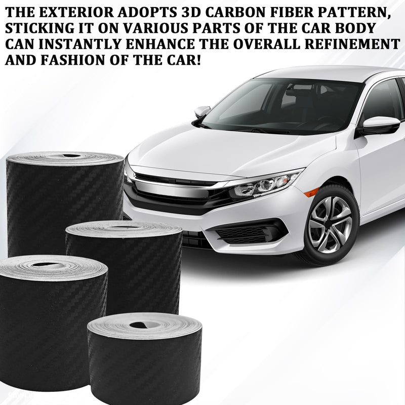 32FT x 1" Carbon Fiber Wrap for Cars Tape, 3D Automotive Pinstriping Tape Anti-Scratch Self-Adhesive Vinyl Decals for Car Body, Doors, Hoods，Mirrors, Universal Pinstriping Decoration DIY Sticker 1 inch