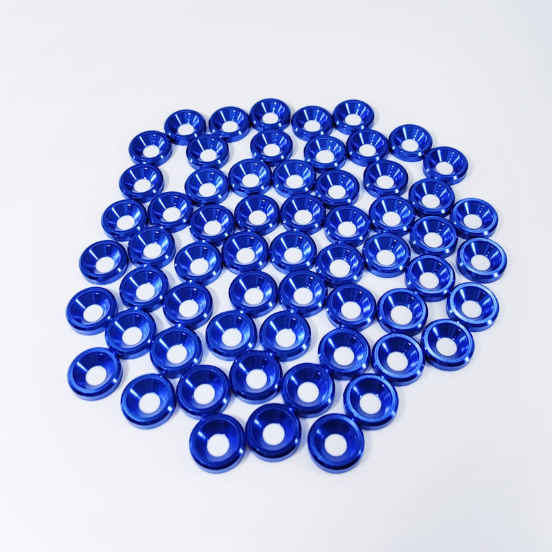 [Australia - AusPower] - [60PCS] M3 Finishing Countersunk Washers, Anodized Aluminum Alloy, Head Washers Gaskets Cup Shim for Screw RC/FPV/PC/Drone/Mechanical Accessories Parts, Blue 