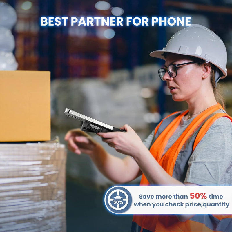 [Australia - AusPower] - Eyoyo 2D Bluetooth Barcode Scanner, Wireless Back Clip Compatible with 4.7"–7.2" Android and iPhone, USB Rechargeable with Battery Level Indicator, Ideal for Book Library and Inventory Management 