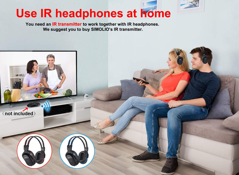 [Australia - AusPower] - SIMOLIO Universal IR Wireless Headphones for Car DVD/TV, 2 Channel Car Headphones for Kids with 3.5mm Aux Cord, Cars Kids Headphones with Storage Bag, Rear Seat DVD Headphones, Storage Bag, AUX Cord Red 