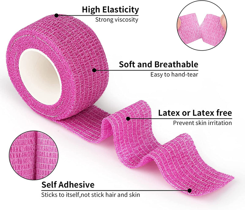 [Australia - AusPower] - 12Pack 1 x 5 Yards Self Adhesive Bandage Wrap, Elastic Self Breathable Self Adherent Wrap for Pets, Athletic Cohesive Bandage for First Aid, Sports Injury & Protection, 12Color 1 x 5 Yards (12-Pack) 