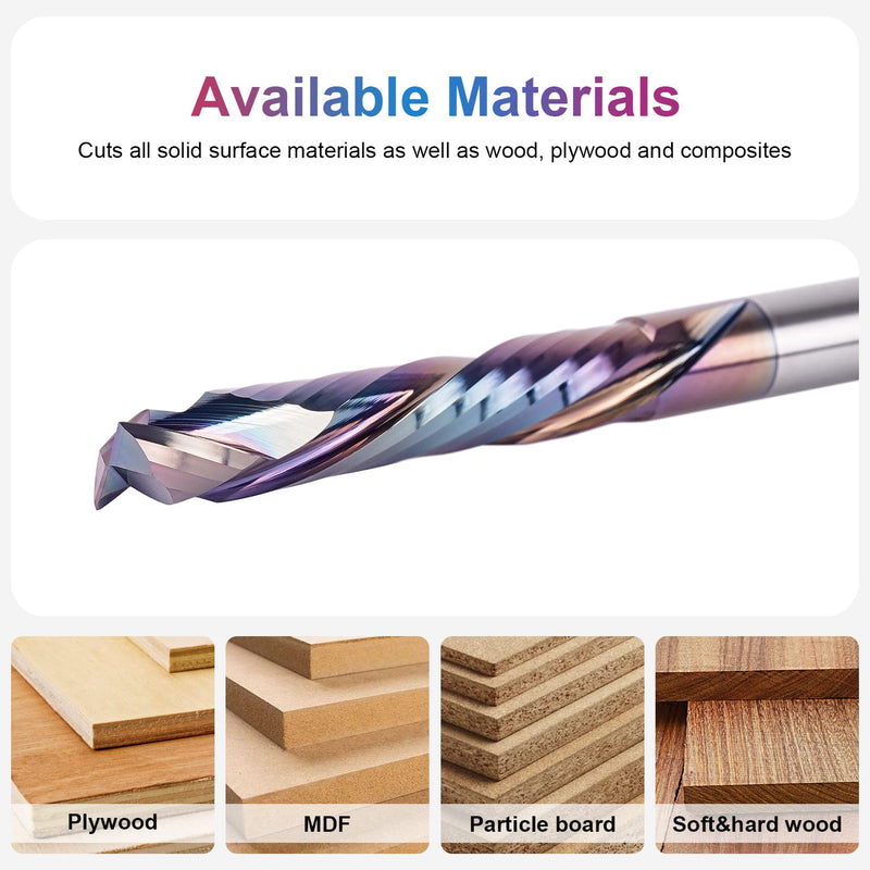 [Australia - AusPower] - SpeTool Spiral Cutter 8 mm Shaft Compression 45 mm Cutting Length Extra Long with TAC Coating Groove Cutter CNC Cutter Slot Cutter Wood Solid Carbide End Mill Cutter for Router Wood Cutter Router Bit 1 