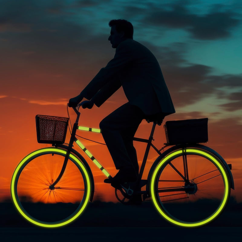 Neon Reflective Tape 0.4In x 26 Feet Tape High Visibility Safety Warning Glow in The Dark Tapes Outdoor Waterproof Strong Adhesive Yellow Fluorescent Reflective Tapes for Bikes Bicycles Trailers