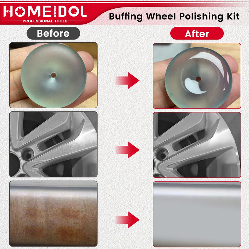 78PCS Buffing Wheel for Dremel Polishing Kit, HOMEIDOL 1/8" Shank Polishing Buffing Wheel for Dremel Tool Accessories with Buffing Compound, Abrasive Wheel Buffing Polishing Wire Brush Polishing Bits