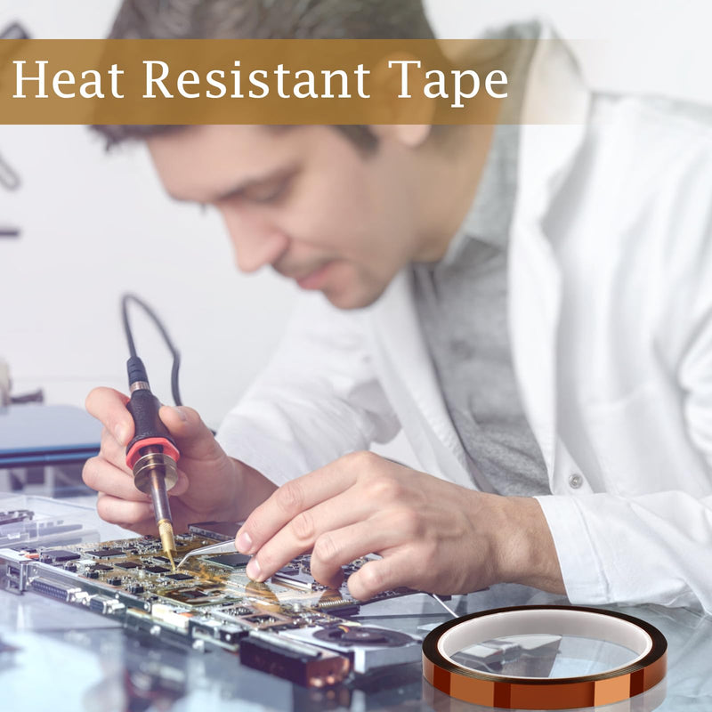 PEASUG Heat Tape, 4 Rolls High Temperature Heat Resistant Tape, Adhesive Heat Tape for Sublimation, Heat Press, Electronics, Soldering, Circuit Board, 10mm x33m(108ft)