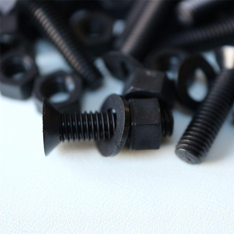 [Australia - AusPower] - 20 x Black Countersunk Screws Polypropylene (PP) Plastic Nuts and Bolts, Washers, M5 x 20mm, Anti-Corrosion, Chemical Resistant, (13/64 x 25/32 in) 
