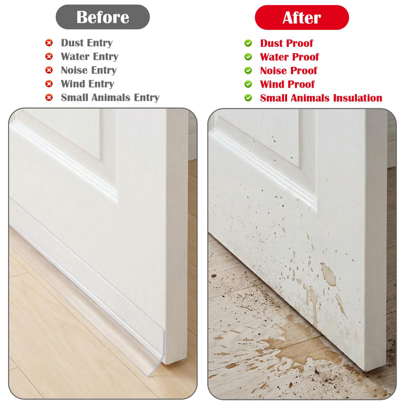 T-Shaped Silicone Weather Stripping for Doors Frame Seal 2 in x 20 ft Self Adhesive Door Draft Stopper Door Seal Strip Side & Bottom Insulation Strip for Glass Shower Doors Sliding Window