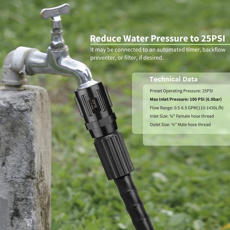 [Australia - AusPower] - Moistenland [2023 Upgraded] Pressure Regulator 25 PSI, 3/4" FHT × 3/4“ MHT, Acrylonitrile Butadiene Styrene, Pressure Reducer Low Flow Valve, Great for Drip Irrigation System (2 Pack) 
