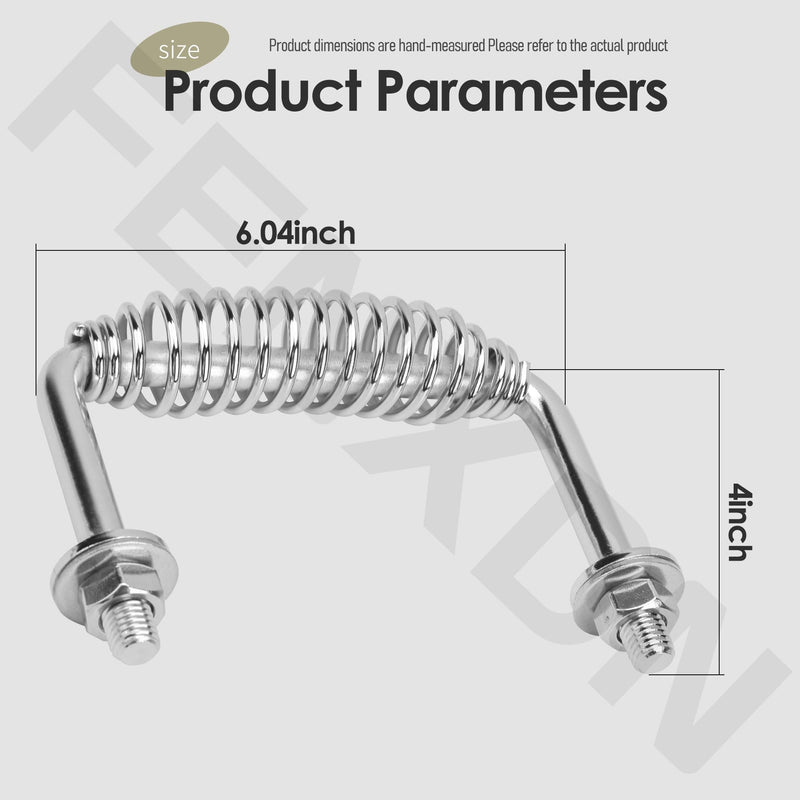 [Australia - AusPower] - 5-3/8" Stainless Spring Handle with 1/2" Seet Rod for BBQ Grills, Wood Stoves | Sturdy and Heavy Duty, Bolt on, Includes Hardware 