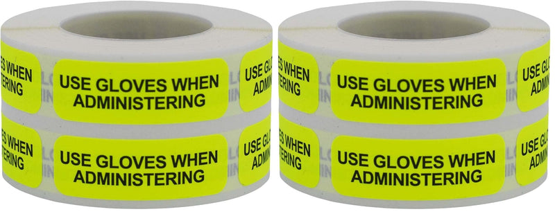 Use Gloves When Administering Veterinary Medical Healthcare Labels .5 x 1.5 Inch 500 Total Stickers (Pack of 2) 0.5 x 1.5 Inch (Pack of 2)