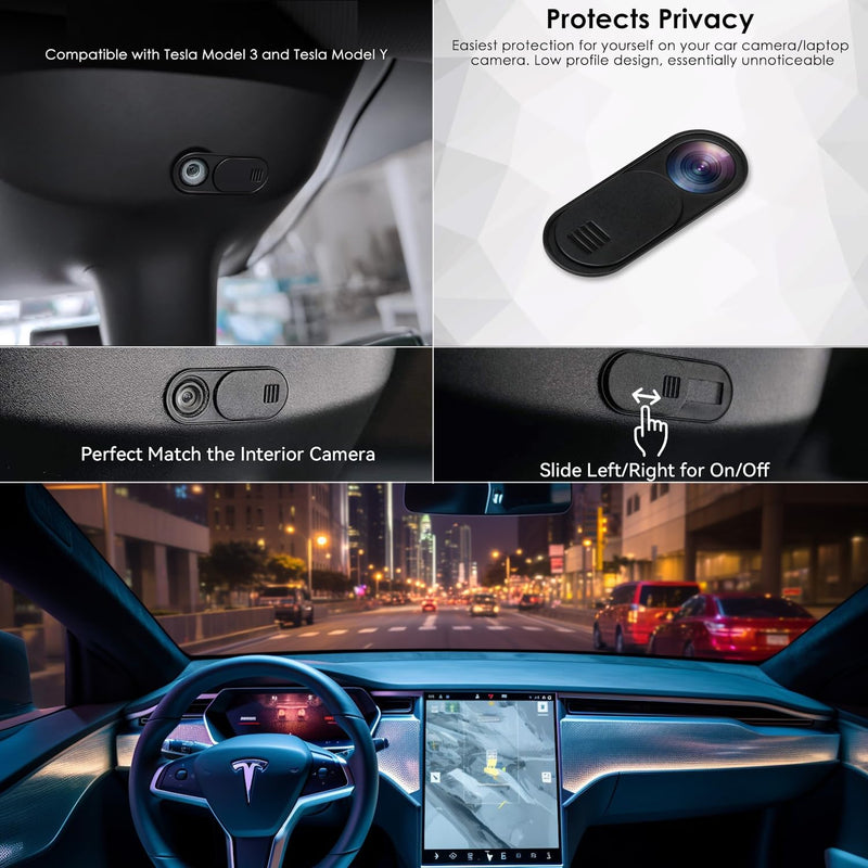[Australia - AusPower] - 12 PCS Webcam Cover Slide,for MacBook Pro, iMac, Laptop, iPad, iPhone,PC(Tesla Model 3 Y X S Interior Cabin Camera); Ultra-Thin Camera Blocker Protector to Protect Privacy 