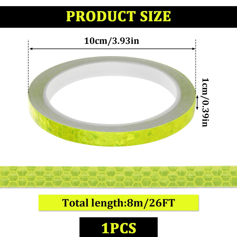 Reflective Tape Outdoor Waterproof Tape Neon Reflector Strips High Visibility Safety Warning Self-Adhesive Tapes Yellow Fluorescent Reflective Tape for Bikes Bicycles Helmets Trailers（0.4inx26ft ）