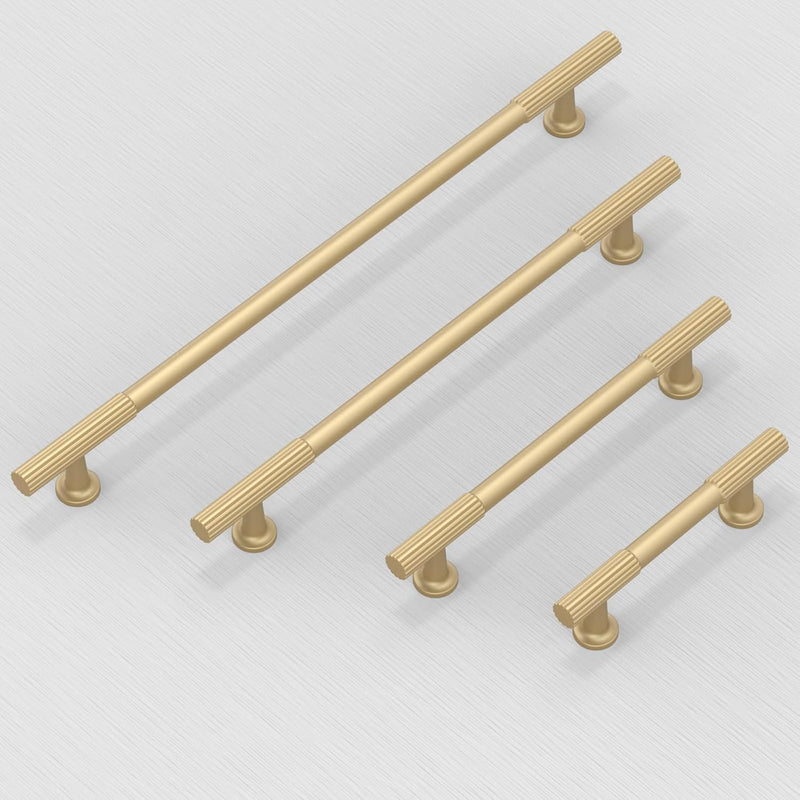 5 Pack Brushed Gold Cabinet Pulls 5 Inch(128mm) Kitchen Cabinet Handles Cabinet Hardware for Drawer Pulls 5" Hole Center