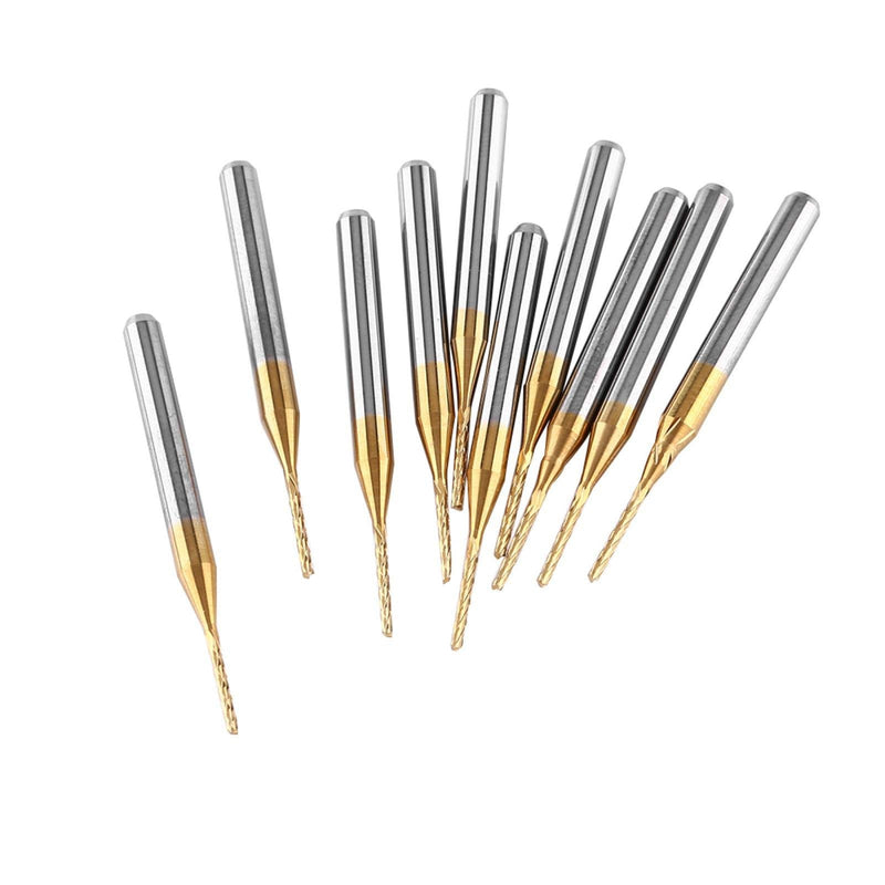 Akozon End Mill Coat Carbide End Mill, Pack of 10 Engraving Bits Cutter 3.175 mm x 1 mm CNC PCB Engraving Bit Set Stitch Tips Burrs