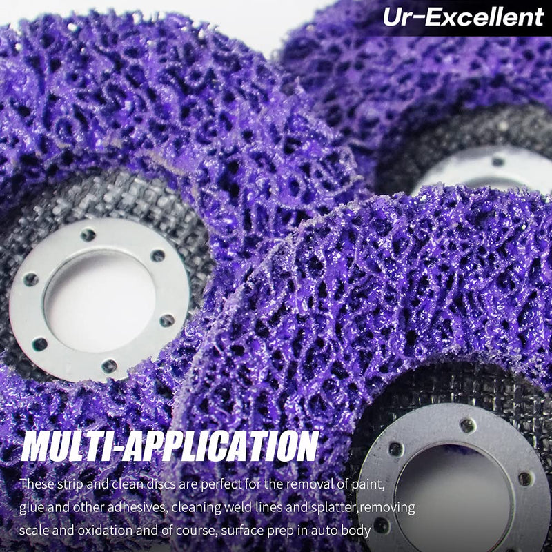 [Australia - AusPower] - Ur-Excellent 4-1/2" x7/8'' Stripping Discs Rust Remover Wheel Remove Paint and Oxidation Poly Strip Wheel Disc Abrasive Angle Grinding Wheel - 5 Pack(Purple) 4-1/2" x 7/8'' 5.0 