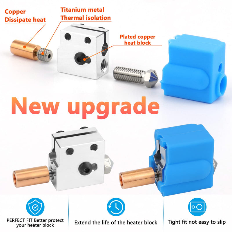 [Australia - AusPower] - Upgrade Idler Arm All Metal Bimetal Heatbreak Nickel Plated Copper Heater Block Nozzles 0.4mm Compatible with Artillery Sidewinder X1 X2 Genius Titan Extruder Volcano Hotend Parts 3D Printer 
