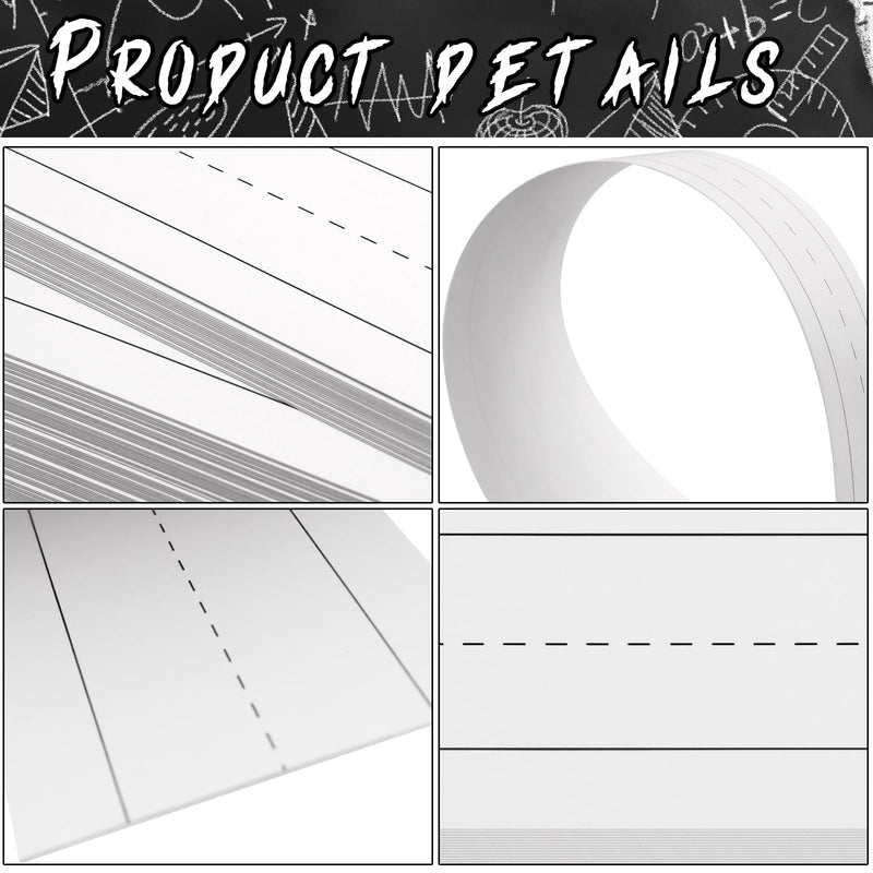 [Australia - AusPower] - 100 Sheets White Sentence Strips, 92LB/250gsm Cardstock Ruled Sentence Strips 3 x 17.5 Inches Sentence Strips for Teachers, Classrooms, Offices 