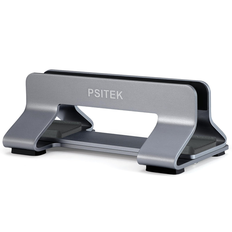 [Australia - AusPower] - Aluminum Vertical Laptop Stand Dock Holder, Adjustable Slot Width (12-42mm/0.5-1.65 inch), Space-Saving Upright Storage for MacBook and Laptops, Version 2024 Space Gray 