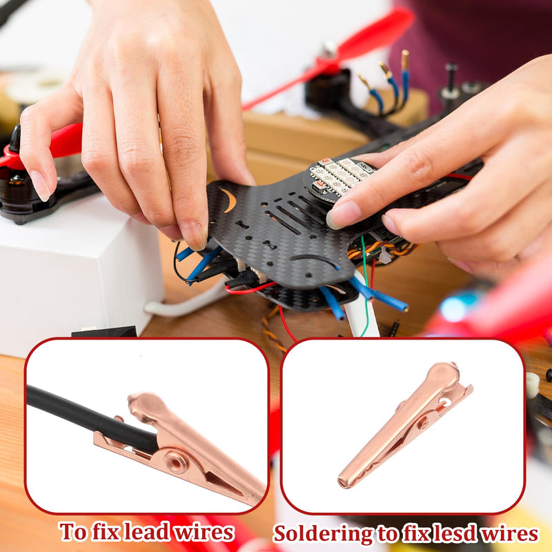 [Australia - AusPower] - Insulated Small Alligator Clips, 20 Pcs Toothless Mini Alligator Clips Electrical Test Clip Soldering Heat Sinks Micro Clip with Smooth Microscopic Tip (Black, Red) 