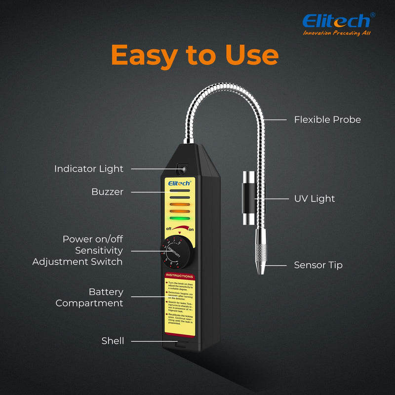 [Australia - AusPower] - Elitech Freon Leak Detector Halogen Refrigerant Gas Leak Detector HVAC Tester AC Sniffer R22 R410A R134A 1234YF, WJL-6000S WJL-6000 