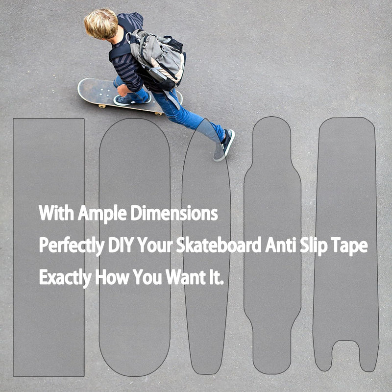 Premium Skateboard Grip Tape 10.6" x 39.4” - Single Sheet, Superior Traction Non Slip Tape for Skateboard, Stair (Transparent) Clear 39.4" x 10.6"