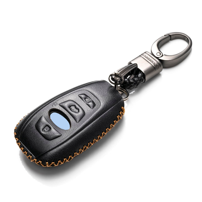 [Australia - AusPower] - Vitodeco Leather Smart Key Fob Case Cover Compatible with Subaru Forester, Impreza, Outback, WRX, BRZ, XV Crosstrek, Ascent, Solterra 2014 - 2024 (4-Button, Black) 4-Button 