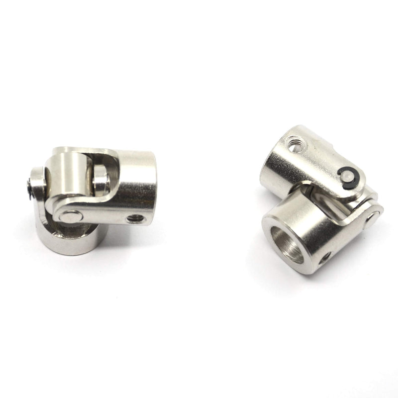 [Australia - AusPower] - 2 Pcs 10mm to 10mm Universal Joint Shaft Coupling with Screws for Motor 10-10mm Silver 