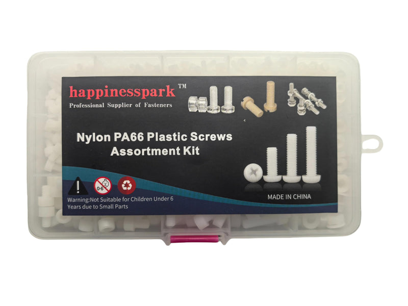 [Australia - AusPower] - Nylon PA66 M3 M4 M5 Plastic White Metric Hex Socket Head Cap Screws Set Assortment Hardware Kit Pack of 470PCS in Plastic Storage Box (Electronics Repair DIY) M3-M5 