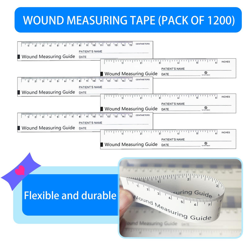 [Australia - AusPower] - 1200 Pcs Wound Measuring Tape 6 Inch Wound Ruler Double Sided Disposable Paper Tape Measure Paper Guide Ruler Measurement Tools for Nurses 1200 