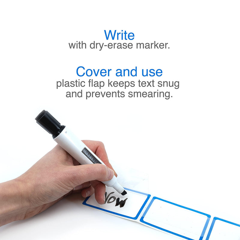 ChromaLabel 2 x 3 Inch Dry Erase Labels, Anti-Smear Protective Flap Dry Erase Stickers, Ideal Refrigerator Sticky Notes - 50 Stick On Labels per Roll (Pack of 2) 2" x 3" (Pack of 2) With Protective Flap