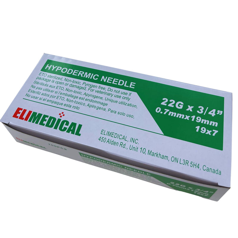 [Australia - AusPower] - Veterinary Hypodermic Needle, Poly Hub 22G x 3/4 inch, 100 per Box, Individually Packed, NDL2219 