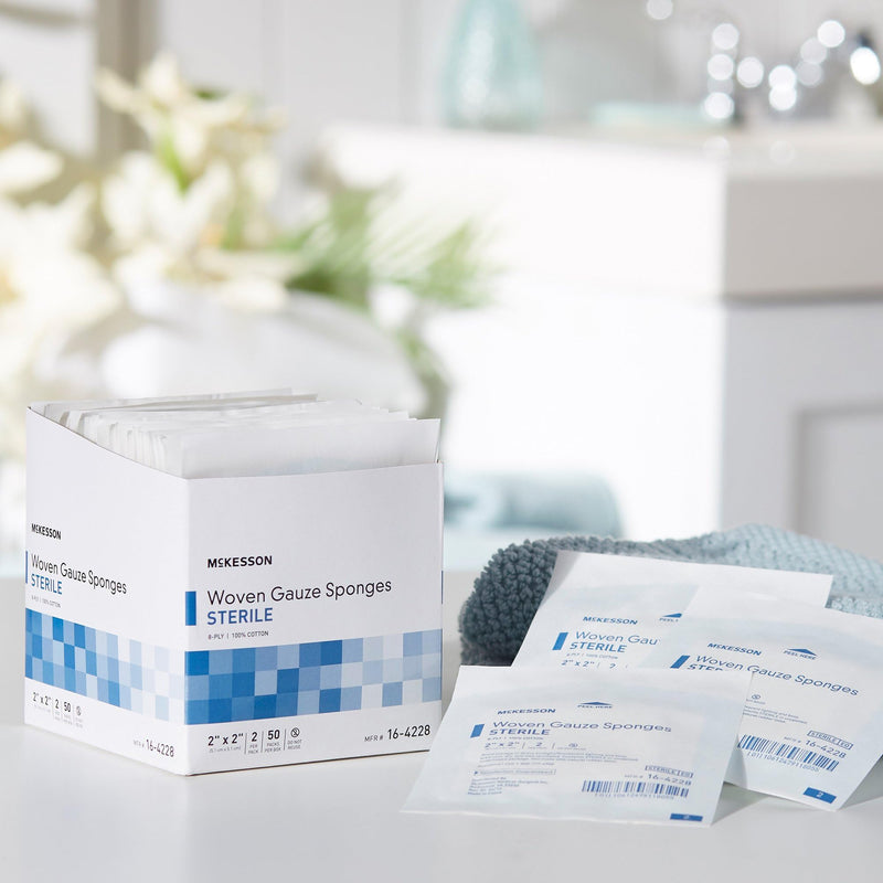 [Australia - AusPower] - McKesson 8-Ply Sterile Gauze Sponges, 2" x 2", 2 counts per Pack, 50 Packs (total 100 Sterile Gauze Sponges) 