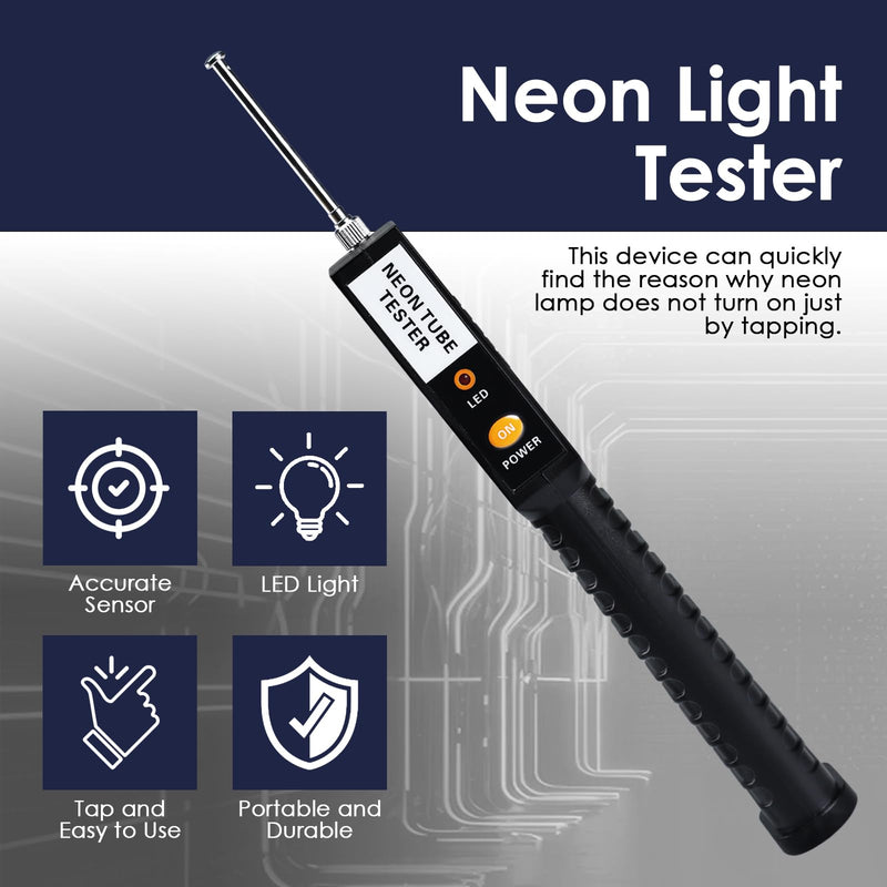 [Australia - AusPower] - Neon Tester, Portable Handheld Tube Tester（Always on）, Colour Discriminator Light Tube Detector for Neon Tube Light Lamp Light Tube(No Battery Included) 