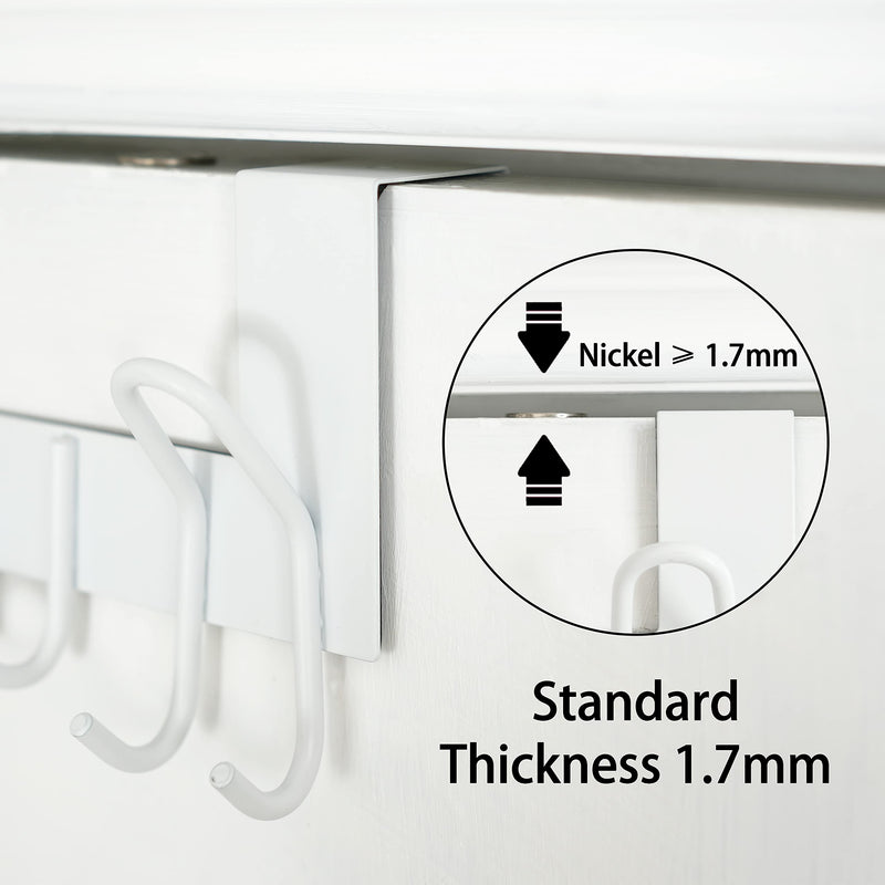 [Australia - AusPower] - SKOLOO Over The Door Hooks - for doors up to 1-3/4'' thickness, Metal Door Hanger with 11 Hooks, Over The Door Hanger for Coats, Hats,Towels, White 
