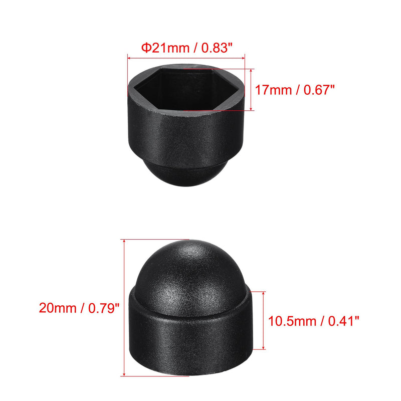 [Australia - AusPower] - uxcell Plastic Dome Nut Protection Cap Covers, M10 Nut Cover Black 50pcs 