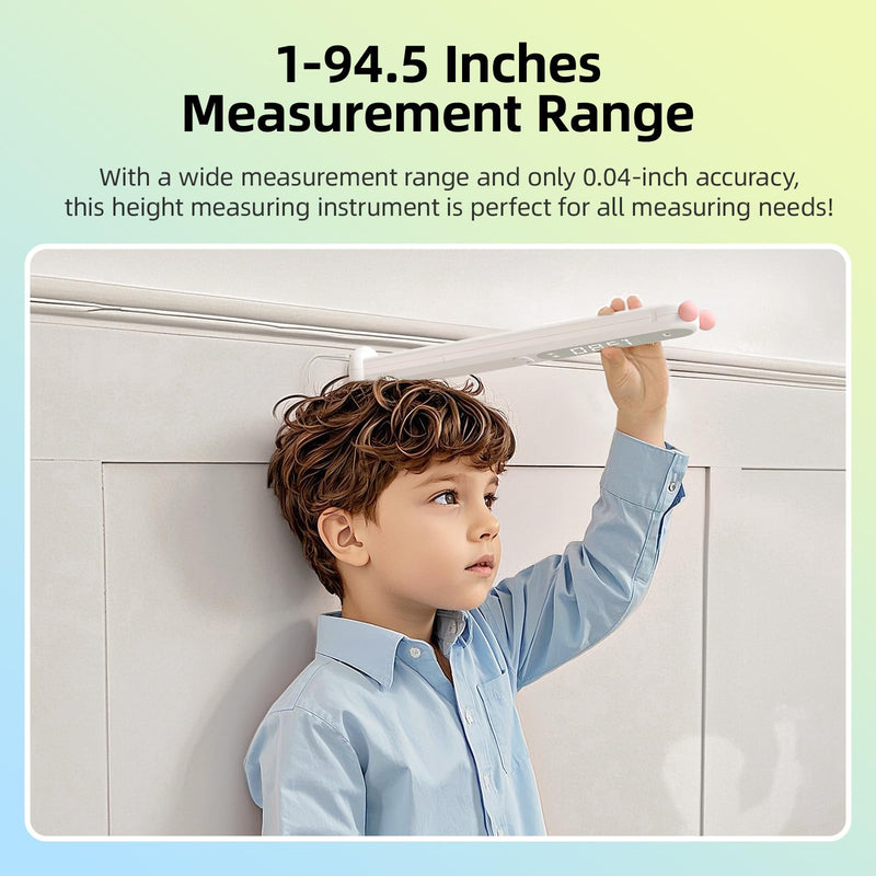 [Australia - AusPower] - Umimile Portable Height Measurement for Kids- Handheld Cordless Infrared Height Stadiometer Device for Kids and Adults, Digital Height Measurement Tool Scale 240 cm / 94.5 inches (Pink) Pink 