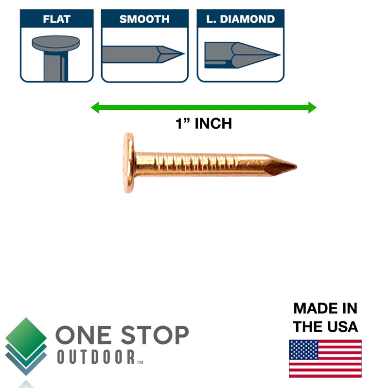 (250-Pack) 1 Inch USA MADE Copper Nails Roofing Finish - Solid Pure Copper Slate Spikes Flashing Furniture Boat - Highest Quality Nails (250) 250