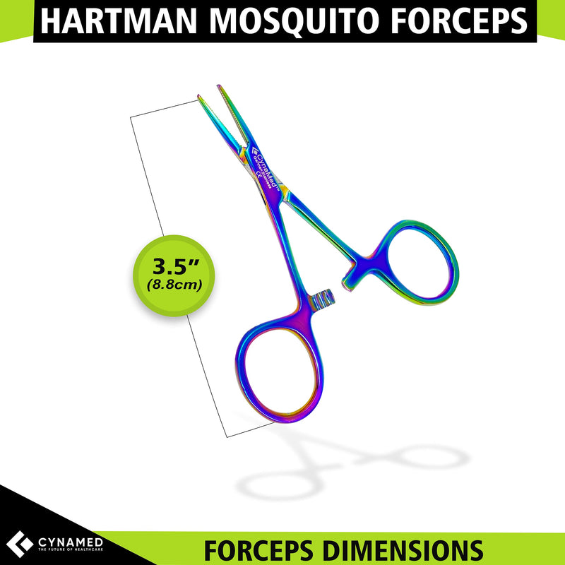 [Australia - AusPower] - Cynamed Set of 2 Artzone Multi Color Hemostat Forceps with Serrated Jaws, Stainless Steel Rainbow Pliers - 3.5 inch X-Small Forceps - 3.5 in. 