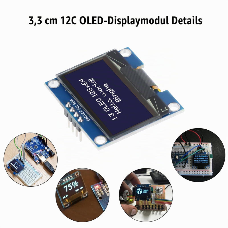 1.3 Inch OLED I2C Display Module Binghe 2 Pieces 1.3 Inch LED OLED Display I2C IIC OLED Display with 1106 Chip 128 x 64 Pixel I2C Screen Display Module with White Characters Compatible with Arduino