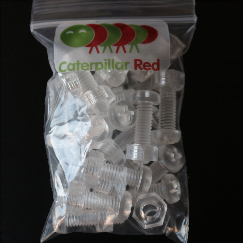 [Australia - AusPower] - Pack of 60 Transparent Clear Plastic Acrylic M6 x 20mm Nuts & Bolts, Washers - Acrylic Plastic Screws, (15/64 x 25/32 in) 