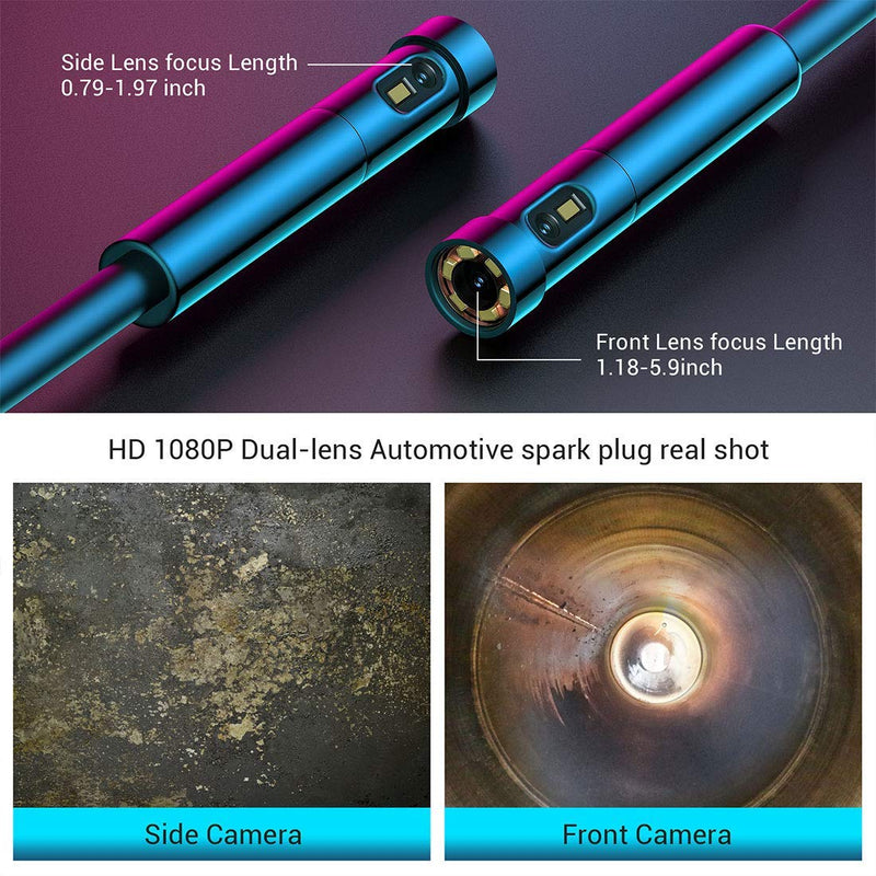 [Australia - AusPower] - 0.197inch Dual Lens Wireless Endoscope Camera, NIDAGE 5.0mm Ultra-Slim Automotive Inspection Camera with 7 LEDs, 1080P Dual Lens Borescope Waterproof for Android & iOS Smartphone Tablet(5FT) 5FT 