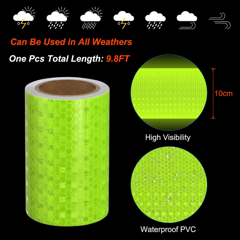 PATIKIL Reflective Tape, 2 Roll 4 Inch x 10 ft Waterproof Self Adhesive High Visibility Caution Warning Safety Tape Outdoor Reflector for Trucks Trailers Cars, Fluorescent Green