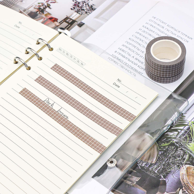 NatSumeBasics 2 Pack Brown Grid Washi Tape, 0.4" Decorative Tape