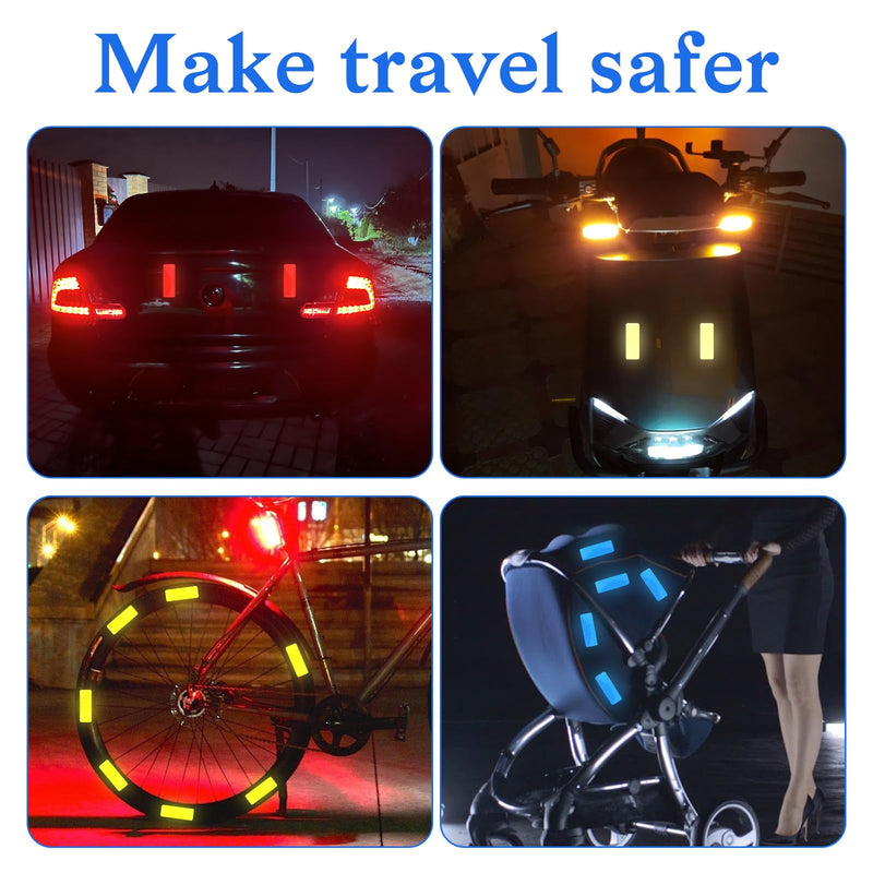Larrel 70Pcs Reflective Tape for Bikes, 3.15x1.18in/8x3cm Self-Adhesive Warning Safety Lightweight Reflector Stickers Marked Reflective Stickers for Bicycles Vehicle Cars Motorcycles