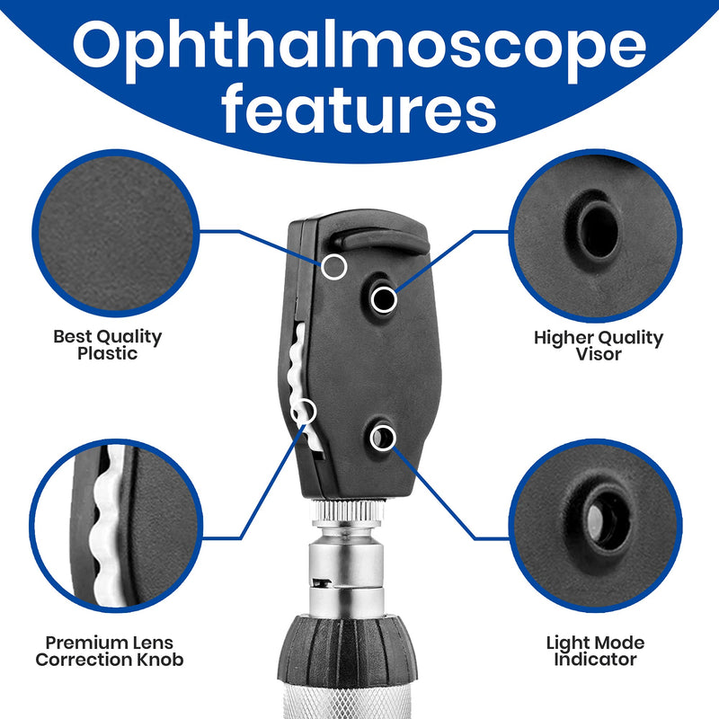 [Australia - AusPower] - Zyrev Combo Otoscope Oph Set - Multi-Function Otoscope/Opthalmoscope for Ear & Eye Examination with Portable Carry Case, Sight Chart & Replacement Tips (1st Edition) 1st Edition 