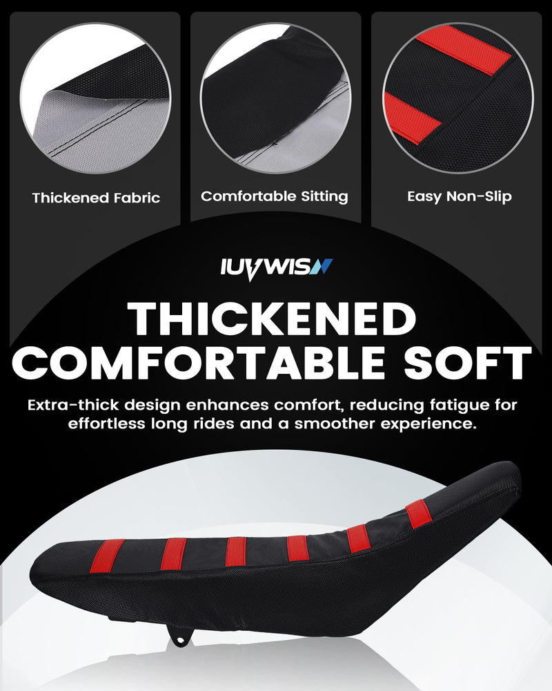 [Australia - AusPower] - Motorcycle Soft Seat Cover Gripper Non-Slip Seat Cover Universal for CRF CR XR 50 110 125 250 450 Hawk SSR Apollo RFZ TAO TAO Dirt Pit Bike Dual Sport Enduro Motocross Red 