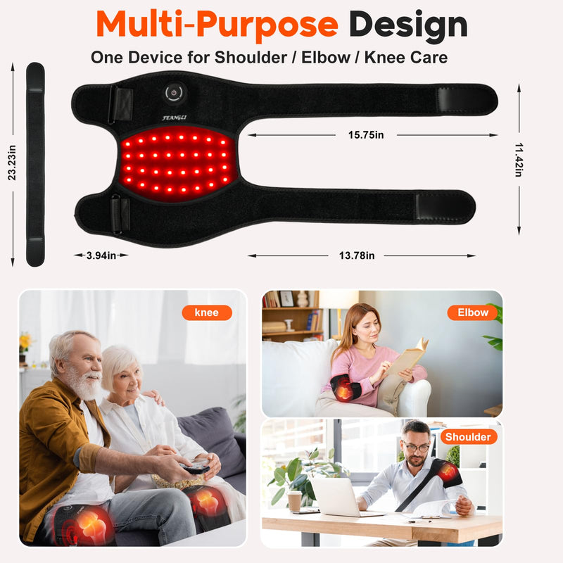 [Australia - AusPower] - FEANGLI Red-Light-Therapy, Infrared Light Knee Brace Wireless Rechargeable for Knee Shoulder Pain Relief, 660nm & 850nm Infrared Therapy Heated Device for Knee/Shoulder/Joint/Elbow,Gifts for Women Men 1 Pack 