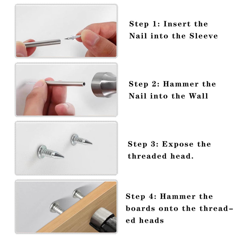 [Australia - AusPower] - 200pcs Double-Head Skirting Thread Seamless Nail, Blind Nails 18+8.5mm (11/16"+5/16"), Invisible Mechanical Connector, Easy Setting Equipped Specific Sleeve Tool (200) 200 