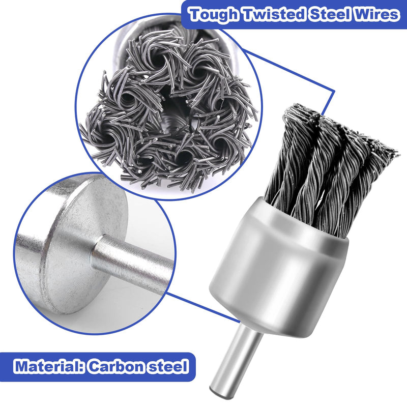 [Australia - AusPower] - LSTOPGO Wire Brush for Drill, 6.35 mm Mandrel, Wire Brush for Rust, Corrosion, Paint Removal, Pack of 9, 20 mm, 25 mm, 30 mm 